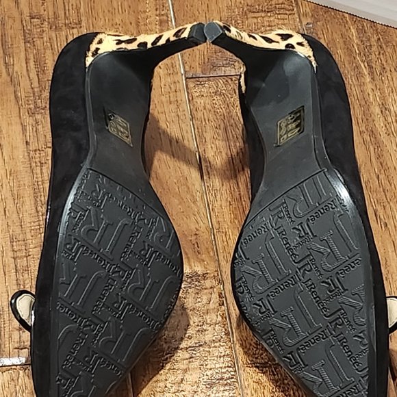 J. Renee Nari Leopard Suede Animal Hair Black Pumps - Picture 6 of 10